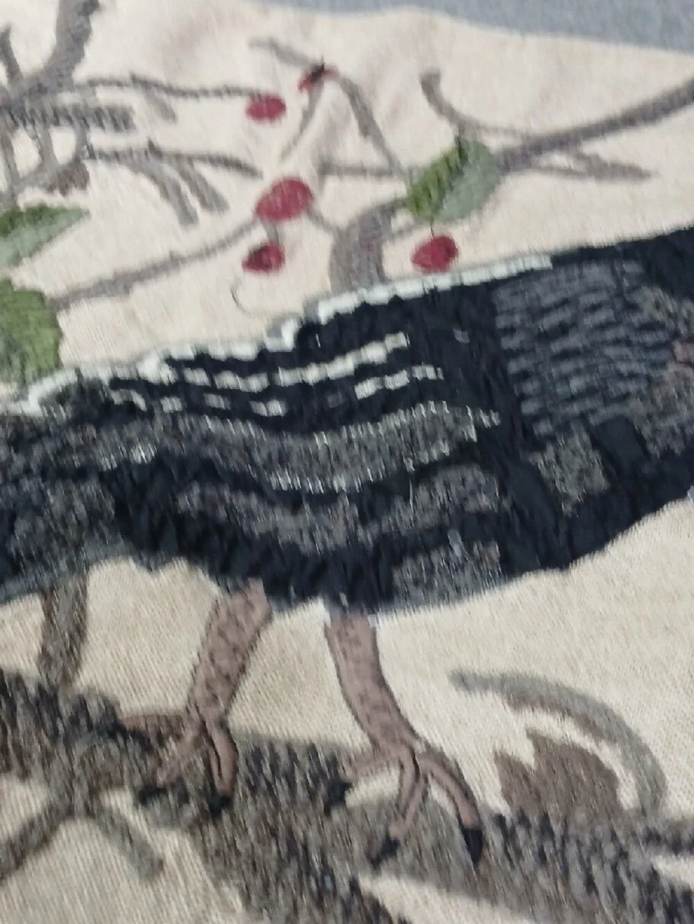 Pottery Barn Hand-Embroidered Black Bird Decorative Pillow Cover - Beige